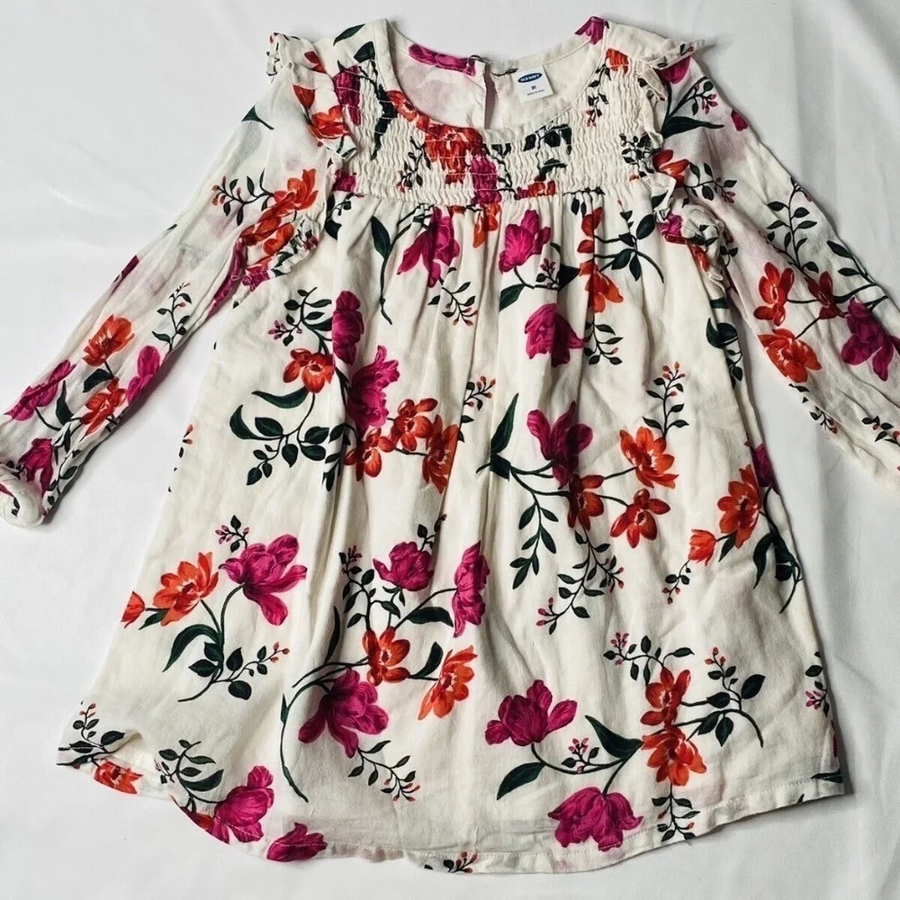 Old Navy Toddler Floral Long Sleeve Peasant Tunic Dress Size 3T